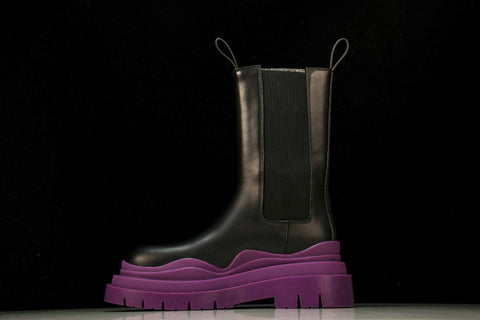 Вottega Veneta Tire Chelsea Boots 'Black Purple'