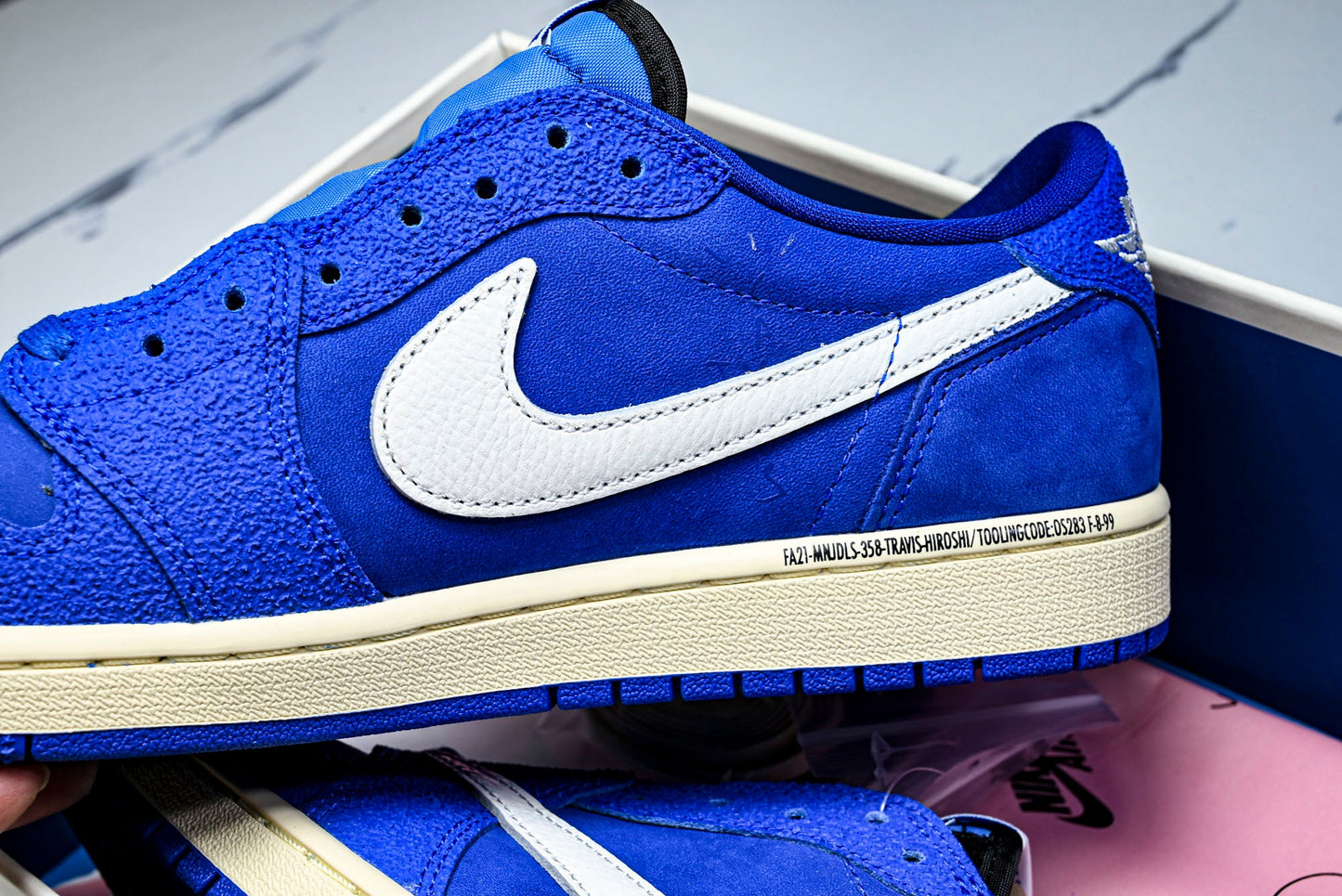 Travis Scott x Fragment AJ1 Low ‘Reverse Sail Military Blue’ (Unreleased)