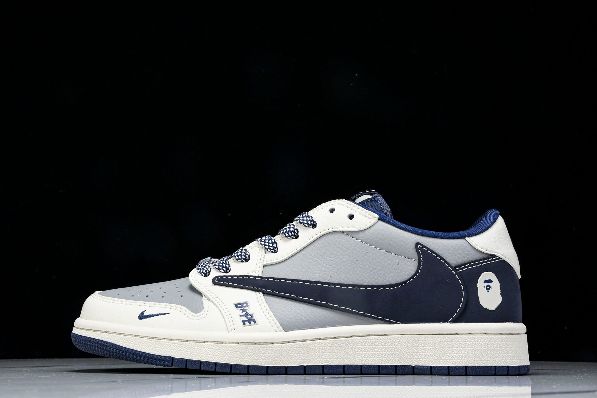 Travis Scott AJ1 Low x BAPE 'Grey Navy' (Custom)