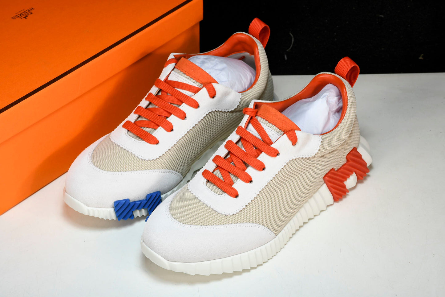Hermès Bouncing Sneaker 'Beige Orange Bleu'