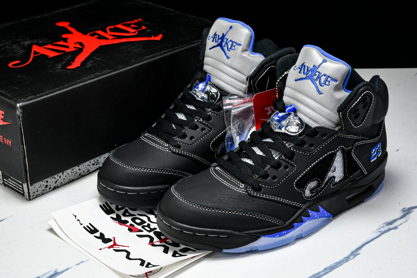 AJ5 Retro x Awake NY 'Black Racer Blue'