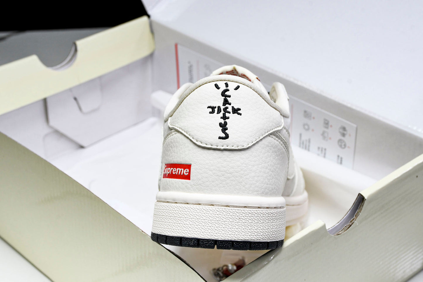 Travis Scott AJ1 Low x Supreme 'White Black Sole' (Custom)