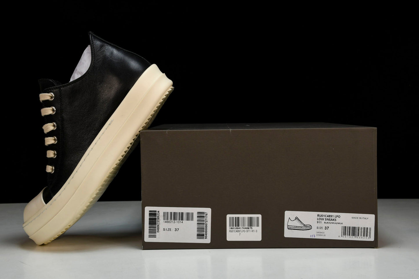 Rick Owens Ramones Low EDFU 'Black Milk' - UK 12 / US 13 / EU 46