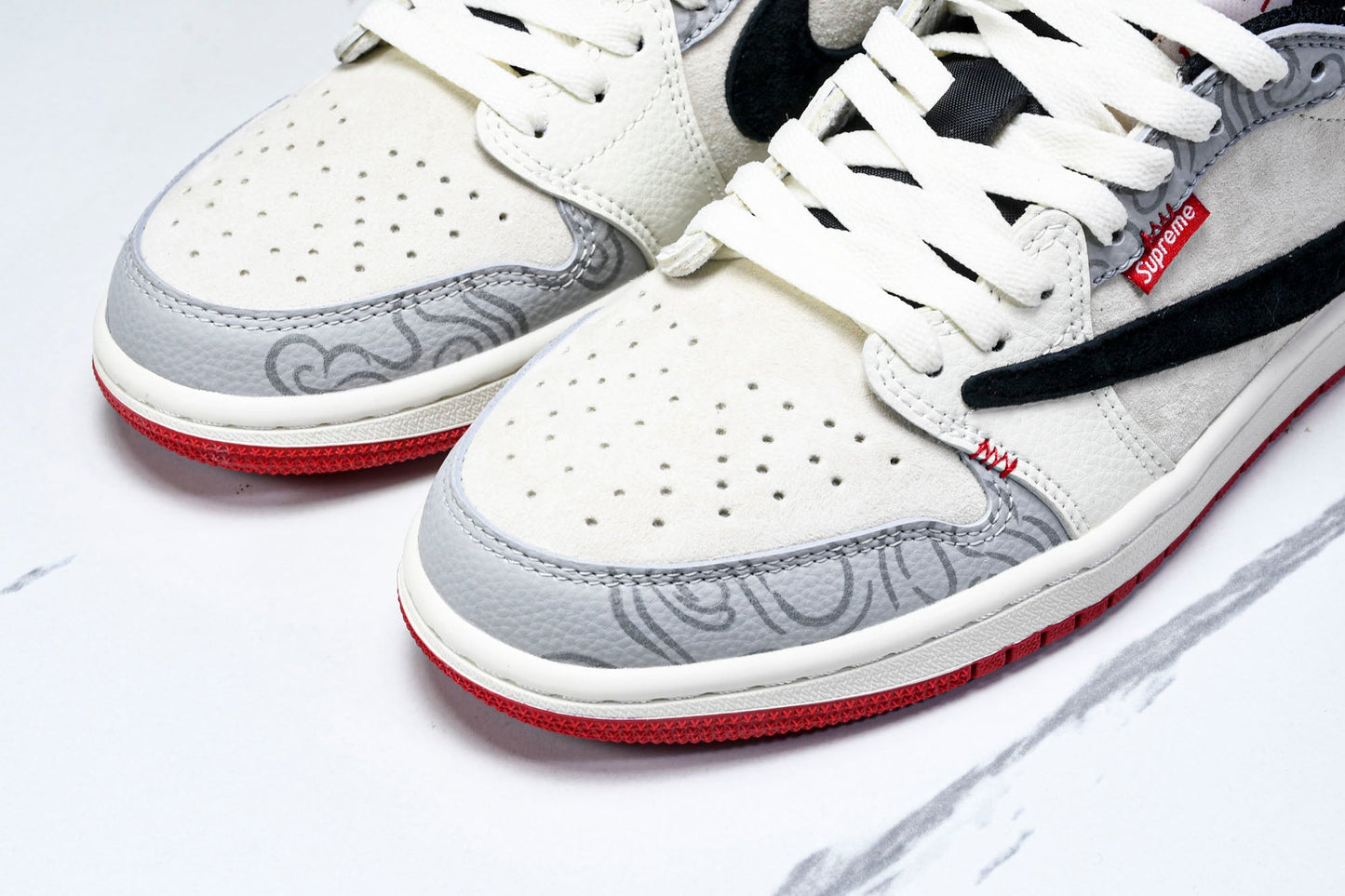 Travis Scott AJ1 Low x Year of The Snake x Supreme 'Grey Black' (Custom)