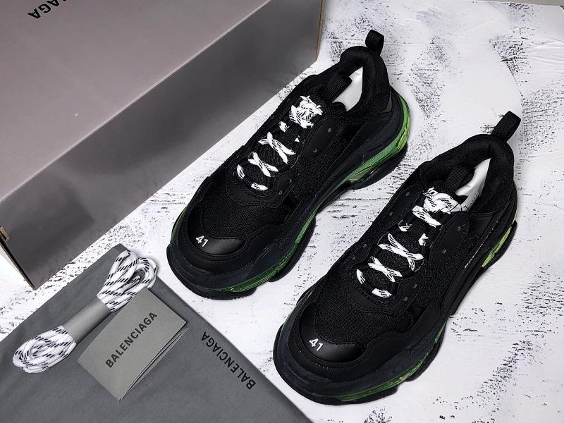 Triple S Sneaker "Black Green Clear Sole"