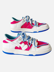 Low Top Leather Basketball Shoe in Electric Blue, and Pink