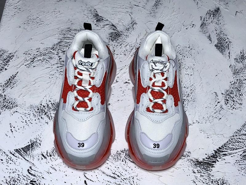 Triple S Sneaker "White Red Clear Sole"