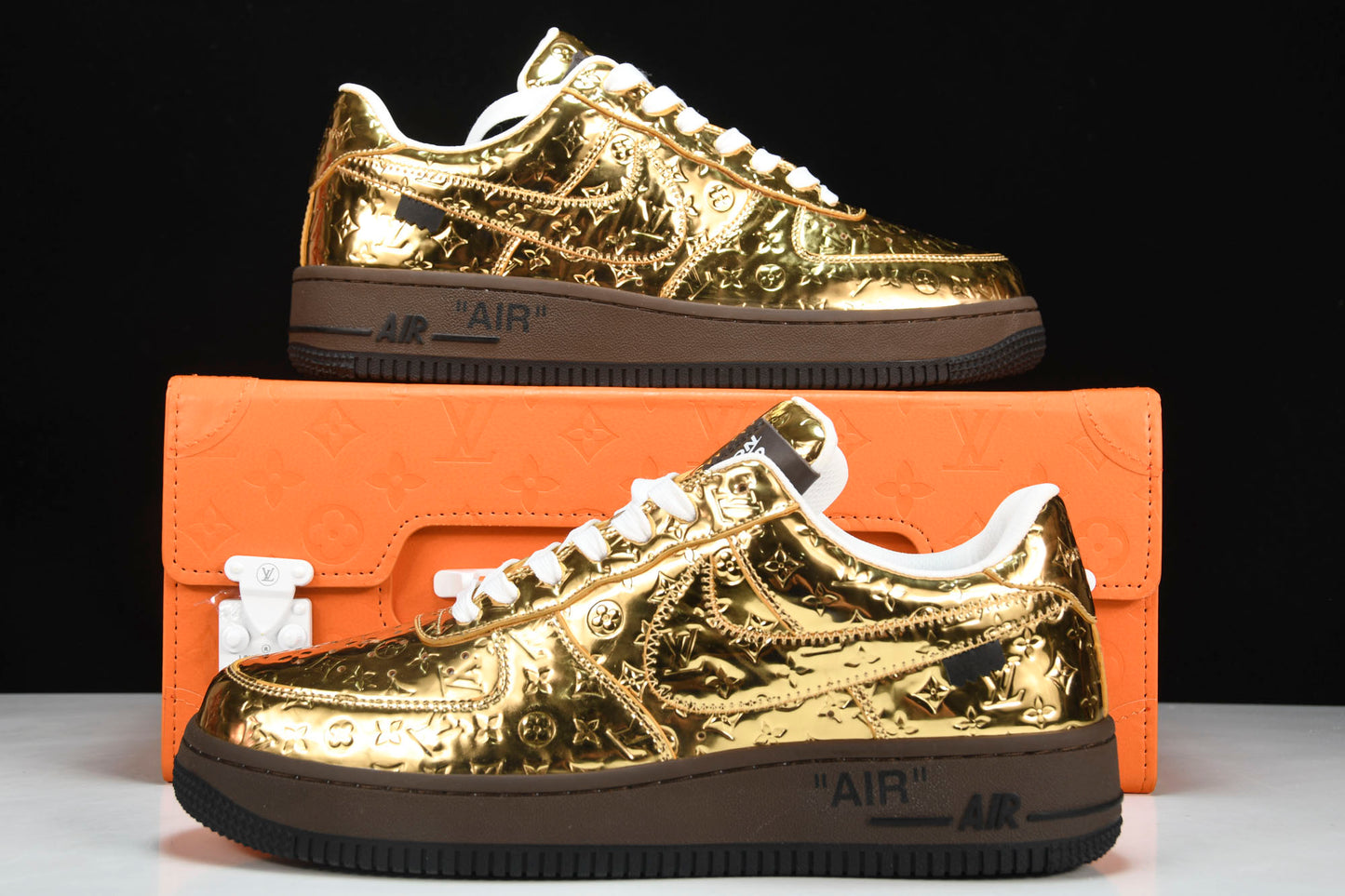 Louis Vuittоп x AF1 by Virgil Abloh 'Metallic Gold' (With Special Case)