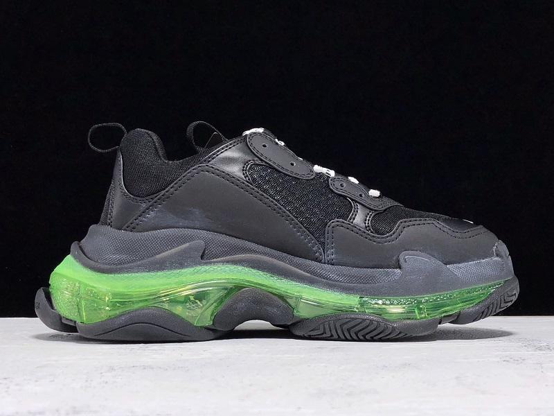 Triple S Sneaker "Black Green Clear Sole"