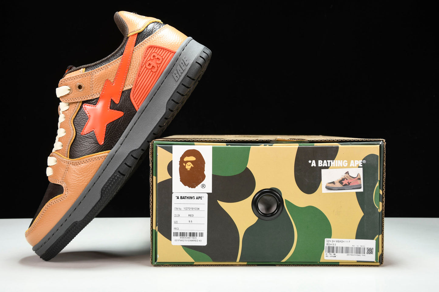 A Bathing Ape Bape SK8 Sta ‘Orange Black’