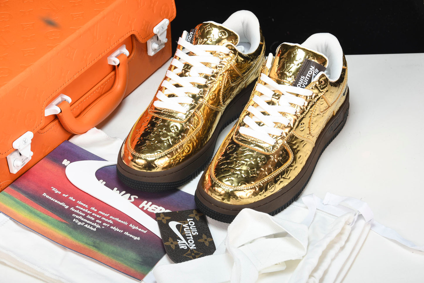Louis Vuittоп x AF1 by Virgil Abloh 'Metallic Gold' (With Special Case)
