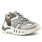 Low Top Eclectic Paneled Mesh Air Track Trainers in White / Grey