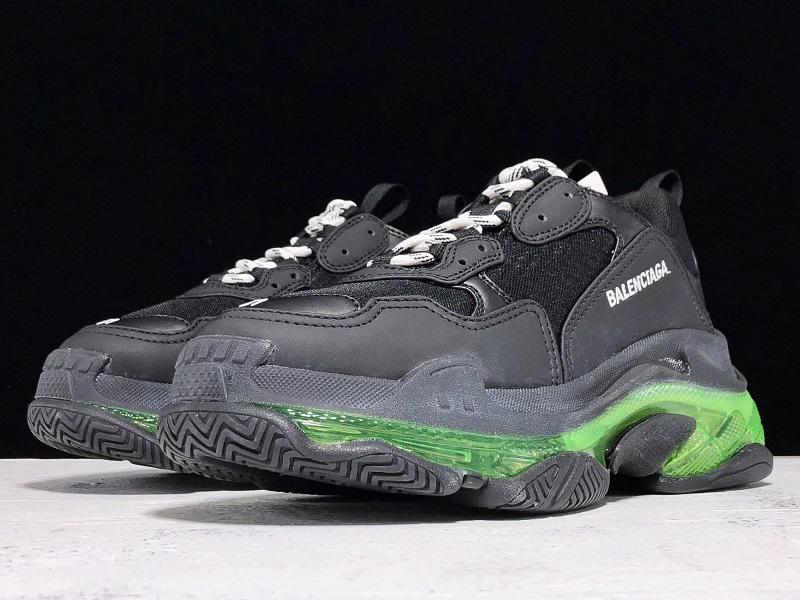 Triple S Sneaker "Black Green Clear Sole"