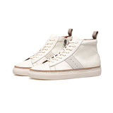 Mid Top Beige Leather Sneakers