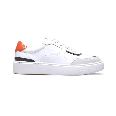 Low Top White / Orange Leather Sneakers