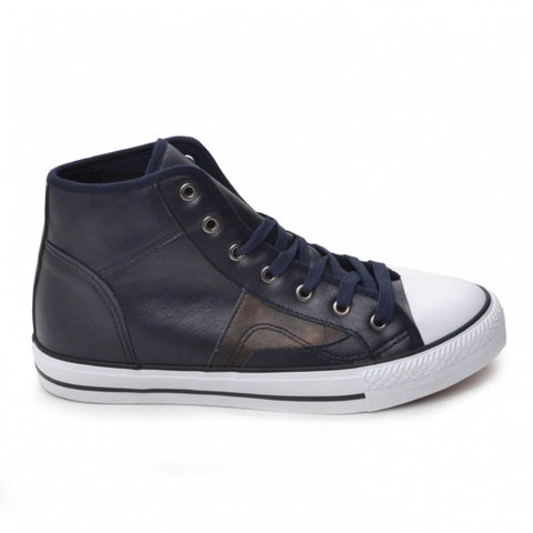 High Top Black Leather Vintage Sneakers