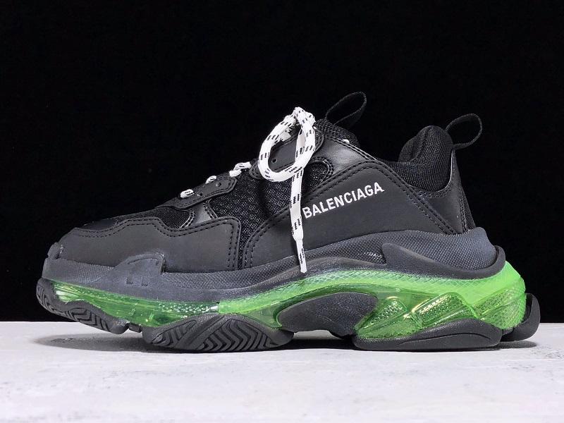 Triple S Sneaker "Black Green Clear Sole"