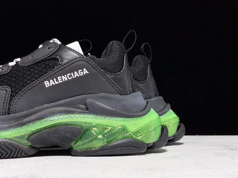 Triple S Sneaker "Black Green Clear Sole"