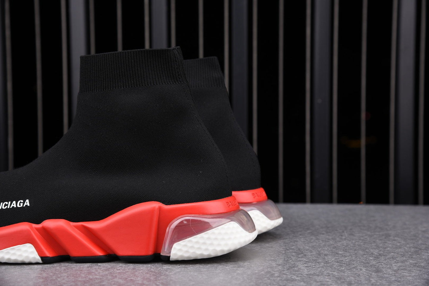 Speed Trainers “Black Red Clear Sole”