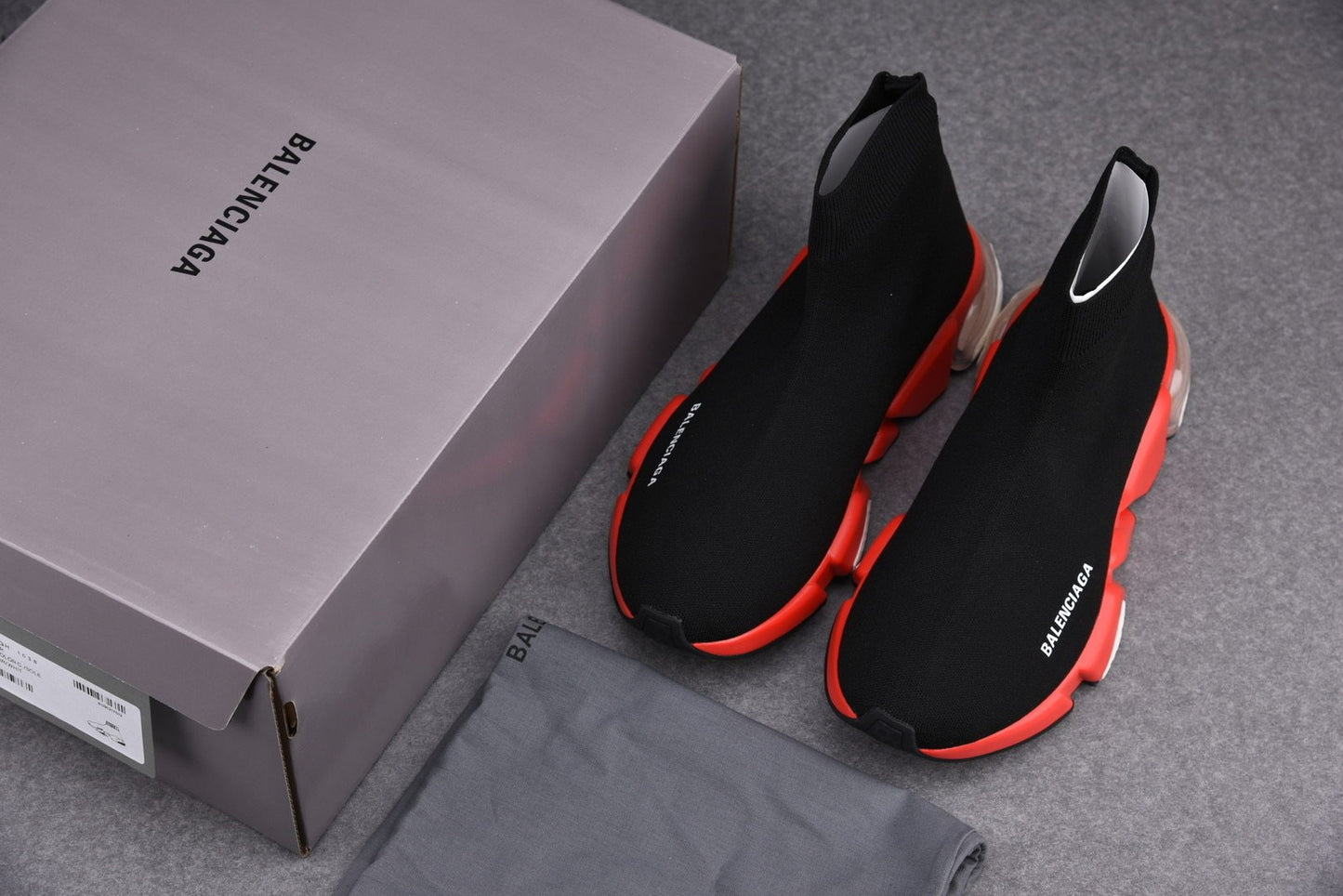 Speed Trainers “Black Red Clear Sole”