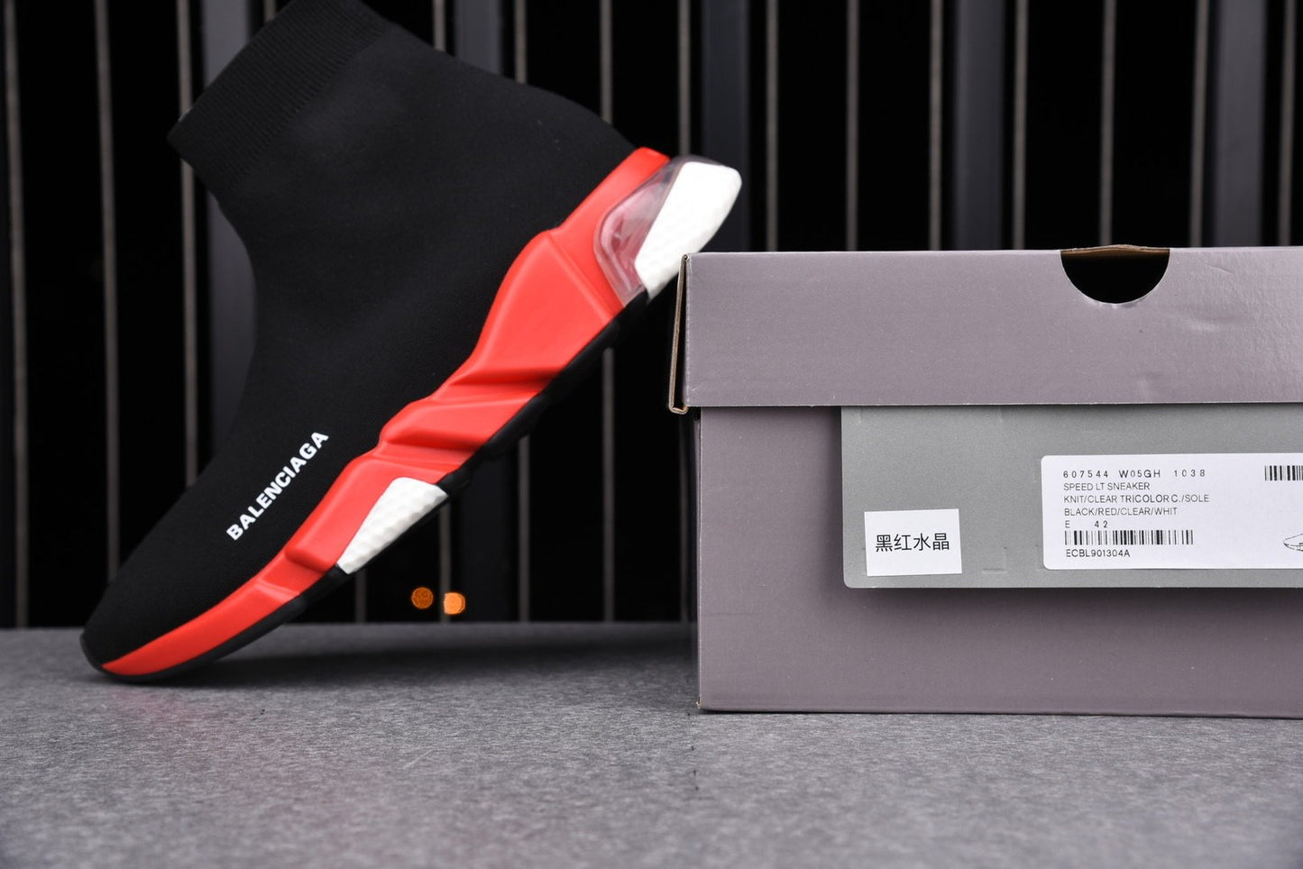 Speed Trainers “Black Red Clear Sole”