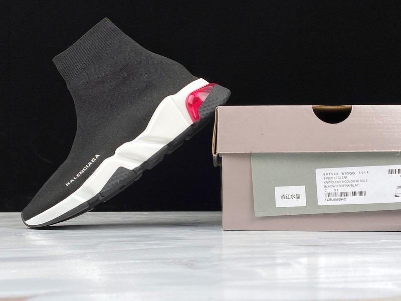 Speed Trainers “Black White Red Clear Sole”